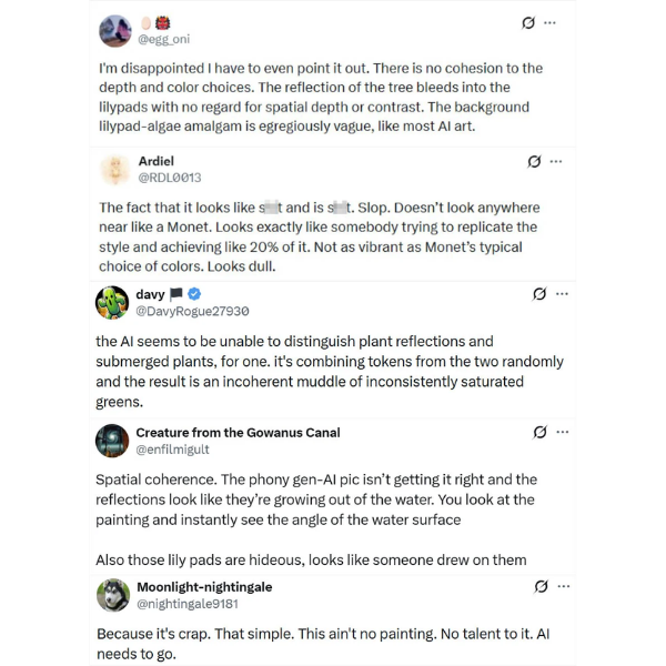 Some of the responses to the post on X